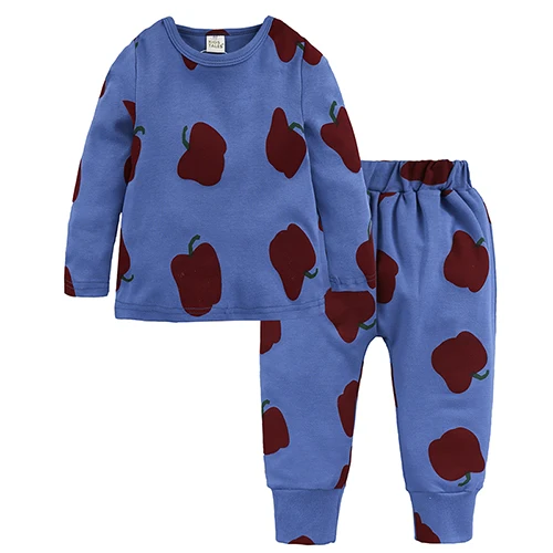 Kids Boy Autumn Pyjamas Children Fruit Pyjamas Cartoon Apples Orange Boy Pajamas Child Sleepwear Nightwear MCC036 10