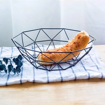 

Fashion Drain Snack Storage Basket Fruit Vegetable Metal Organizer Tool Modern Home Living Room Wrought Iron Food Storage Basket