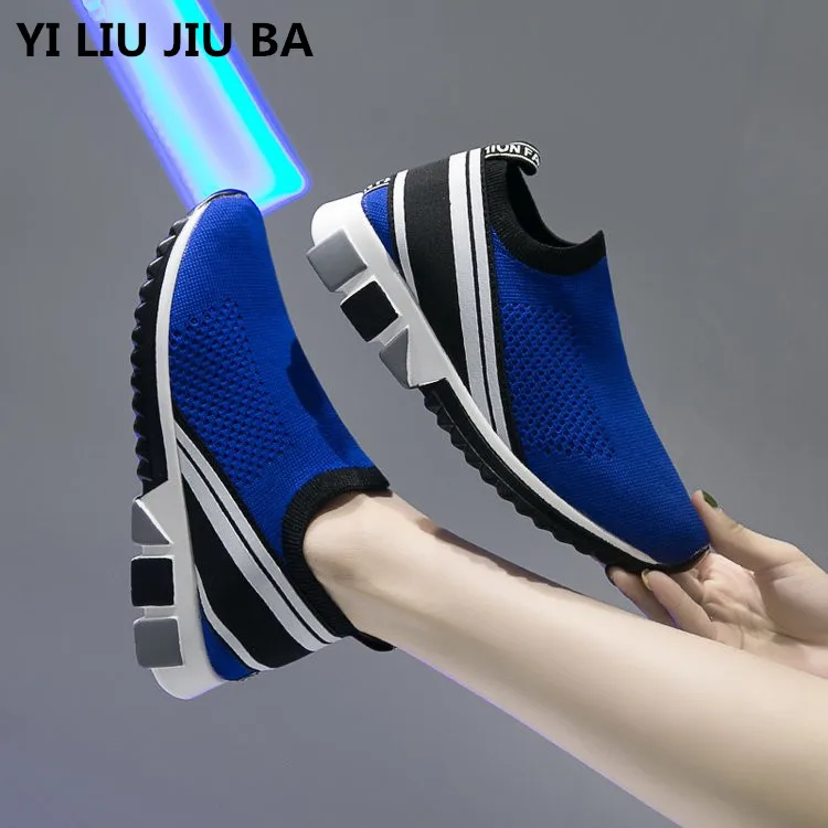 

Spring autumn women flats shoes slip on platform women Casual Round Toe Slip-On breathable mesh outdoor running shoes mujer *194