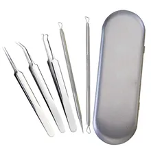 Высокое качество/коробчатые иглы для удаления черных головок/Комедон акне из нержавеющей стали с двумя головками 5 шт./компл. для ухода за лицом