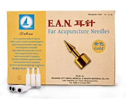 100pcs Qizhou ear acupuncture needle golden/silver ear pin ear point needle sterile ear needle paste - Цвет: Розово-красный