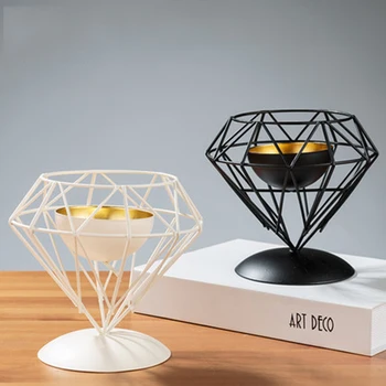 

Modern Candle Decorations Nordic Geometry Black Wedding Metal Lantern Tealight Oil Glass Lamp Boda Nordic Home Decor 6Z0031