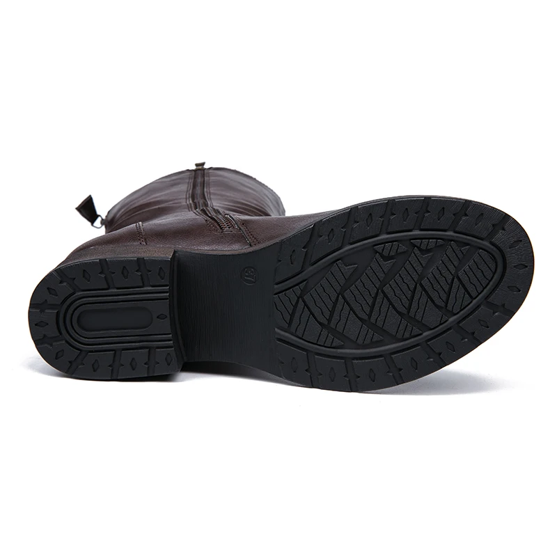 IMG_5622AIMEIGAO New Autumn Winter Mid-calf Women Boots Flats Heels Warm Plush PU Leather Boots High Quality Knee High Boots