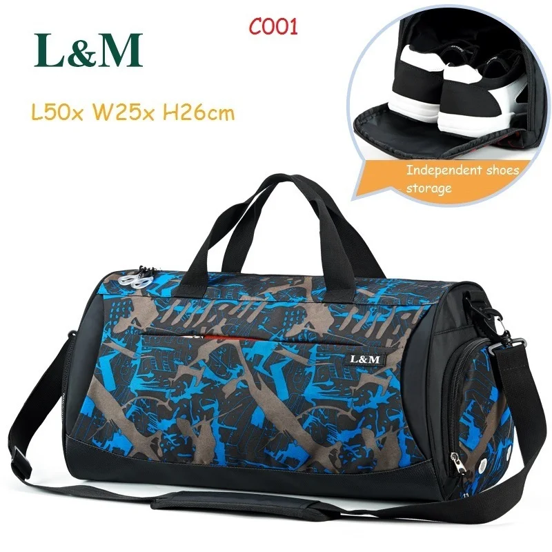 L&M Professional Men Women Shoulder Bag Gym Bag Large Capacity Athletic Bags Travel Duffel Tote Durable Sport Handbag Yoga Bag