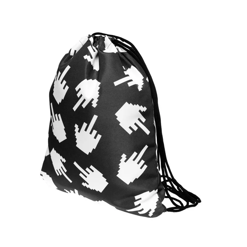 Hot Fashion Novelty Women 3D Printing Hand Bone Bags Black Drawstring Bag For Men Women Travel Pocket Drawstring Backpack Worek