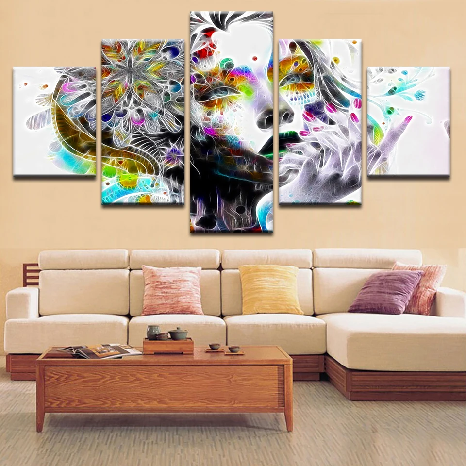 Modular Pictures 5 Panels Abstract Woman Poster Wall Art Modular