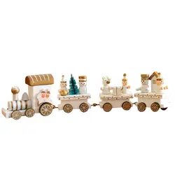Подарок ребенку на Рождество деревянный поезд Блок четыре/пять секций деревянный Рождественский поезд блоки автомобиля маленькая модель