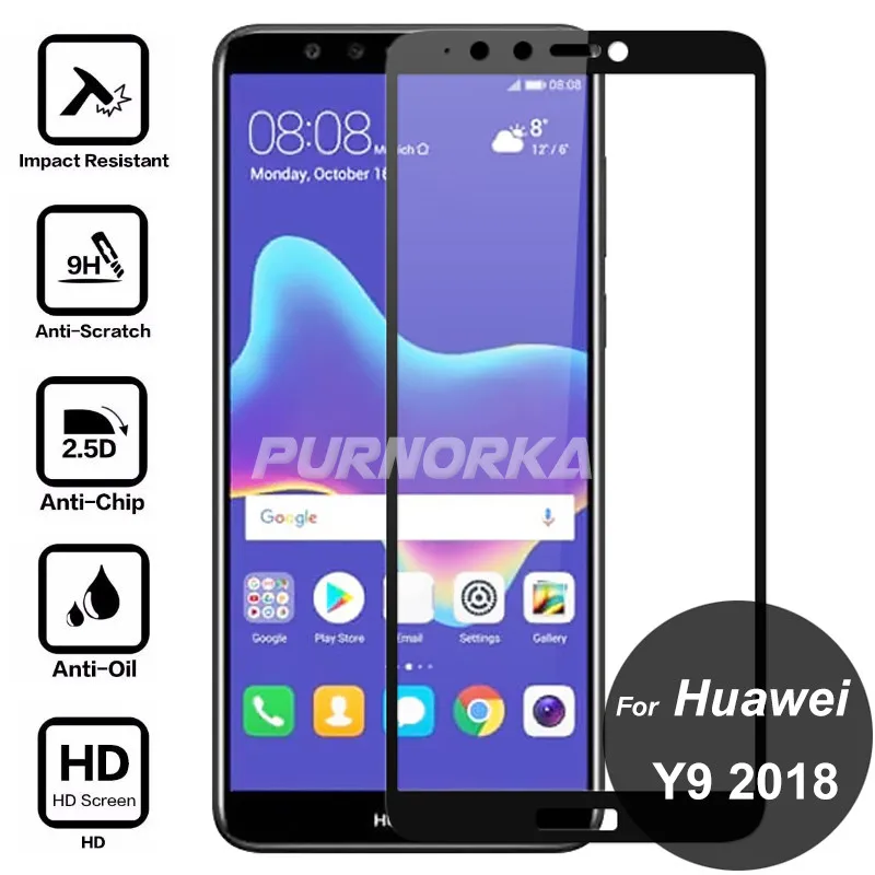 Для huawei Y9 2018 полное покрытие 3D Экран протектор 9 H закаленное Стекло защитную