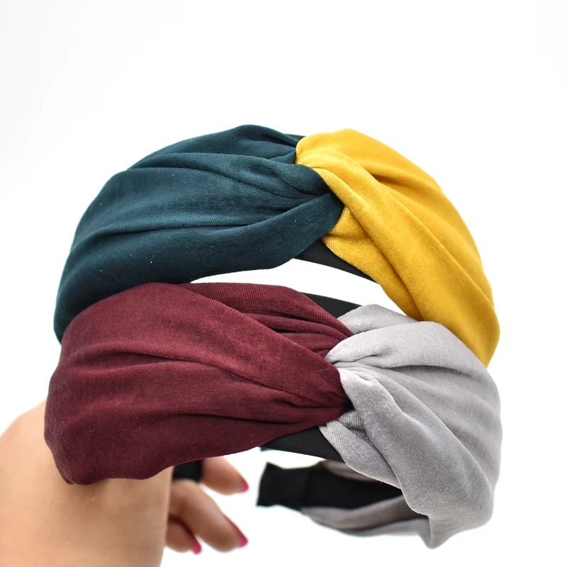

Women Vintage Knotted Cross Hairbands Splicing Color Headband Bohemian Bezel Turban Headband Women Hair Hoop Accessories