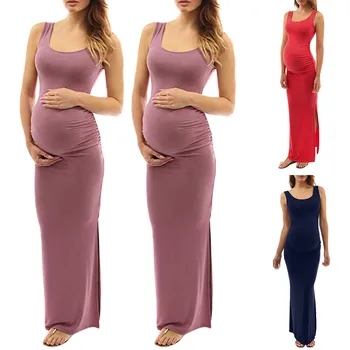 

Pregnant Maternity Dresses Casual Summer Lace Plus Size Pregnant Woman Clothes Sexy Solid Photography Props Long Dress hamil L4