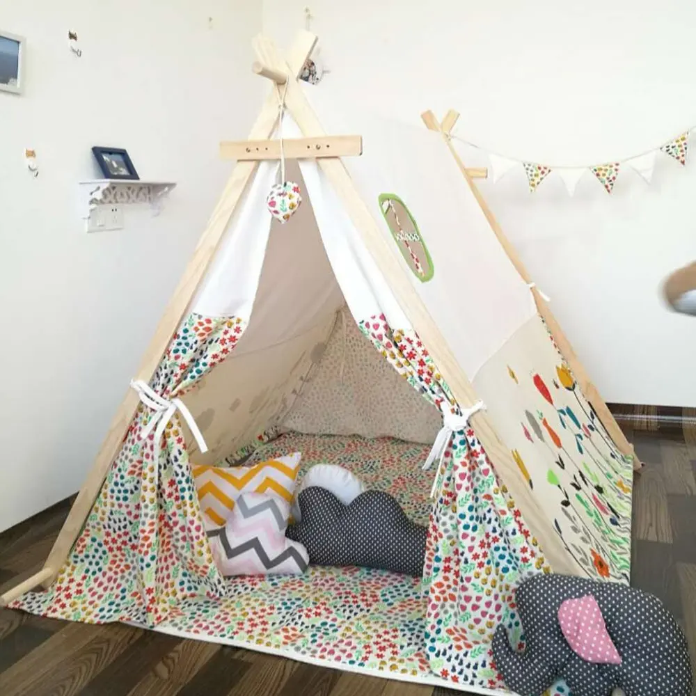 Natural Cotton ... Kids Teepee Play Tent Details about   Play22 Teepee Tent For Kids With Mat 