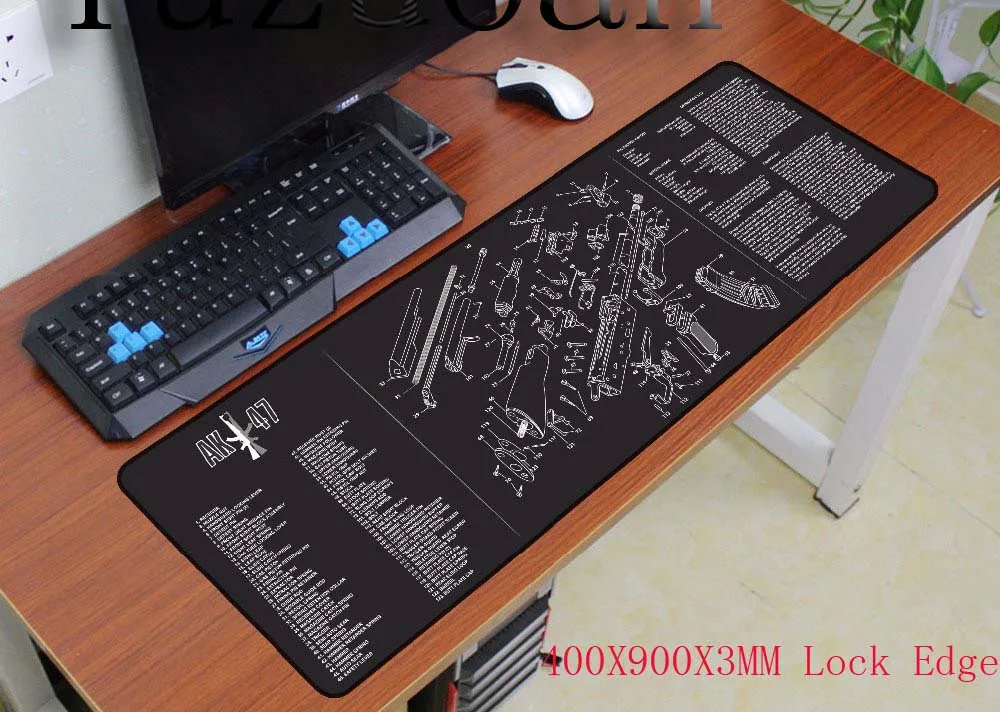 Yuzuoan 90X40 программируемый коврик для мыши механический пистолет игра Esports плеер комфортное управление компьютерная клавиатура коврик на заказ большой ковер