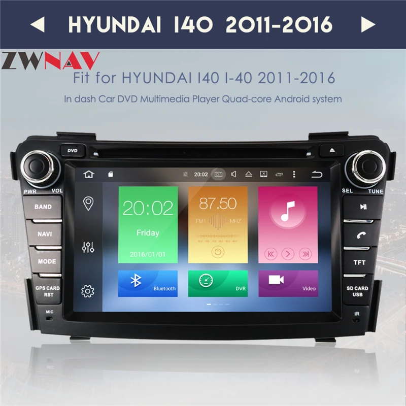 Octa Core Android 8,0 RAM 4 GB ROM 32 GB Radio reproductor de DVD del coche de navegación GPS para HYUNDAI I40 2011-2015 GPS mapa gratuito Cámara