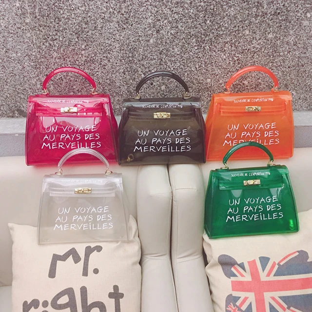 Clear Transparent Pvc Shoulder Bags Women Candy Color Jelly Purse Solid Handbags Large Capacity Crossbody Bag