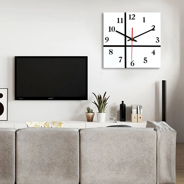 online shop new 2017 square wall clock black white clock silent home