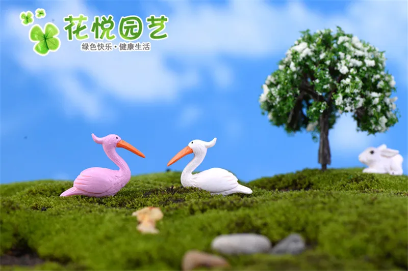 Elegant Flamingo Lucky Bird Model Small Statue Figurine Micro Crafts Ornament Miniatures DIY Home Garden Decor Doll Toy