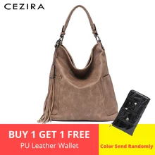 CEZIRA большие модные веганские кожаные сумки на плечо женские дизайнерские сумки высокого качества женские сумки-Хобо с передним карманом