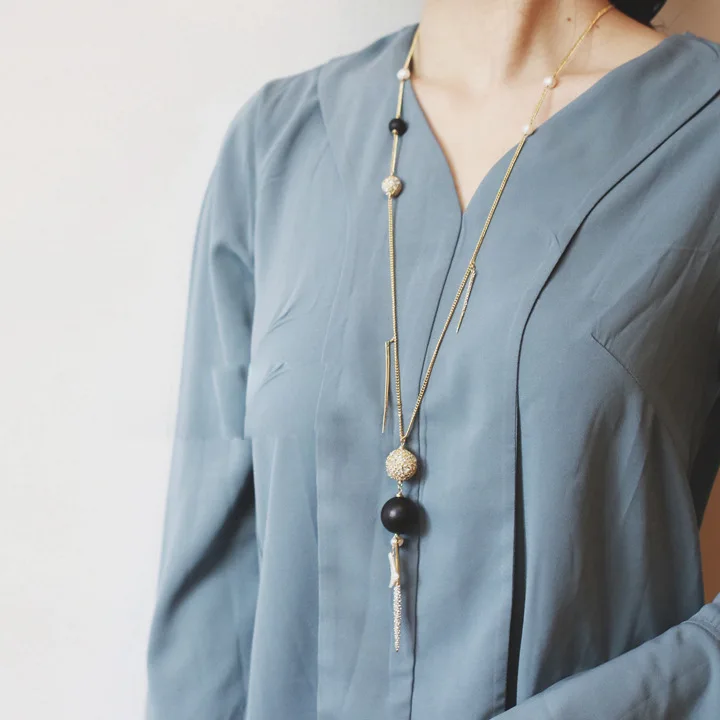 

WKOUD EAM Jewelry / 2018 New Fashion Temperament Personalized Beads Geometric Long Sweater Necklace Women's Accessories S#N39208