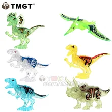 Строительные блоки 60 шт./лот 77034 мир динозавр прозрачный тираннозавр рекс кирпичные модели образование для детей подарки игрушки