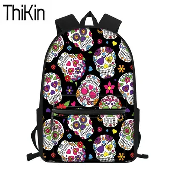 

THIKIN Children School Bags for Women Sugar Skull Printing Shoulder Bag Kids School Backpack Teenager Junior Schoolbag Book Bags