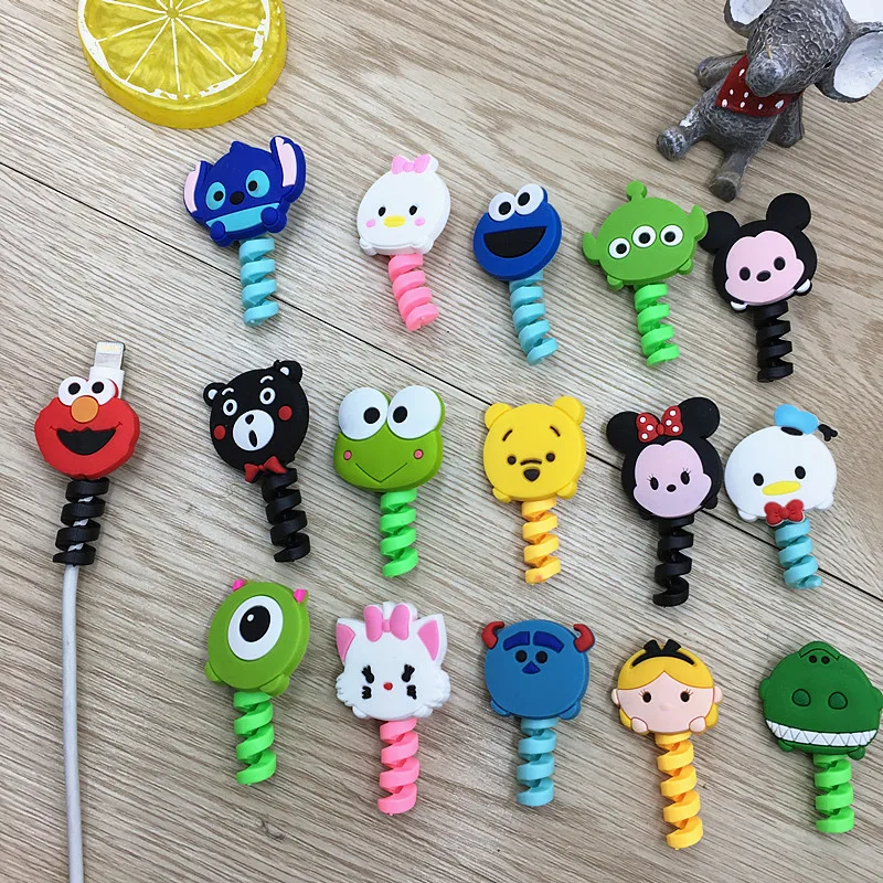 

100pcs Cartoon USB Cable Protector Management Data Line Organizer Clip Protetor De Cabo Cable Winder For iPhone Samsung Huawei