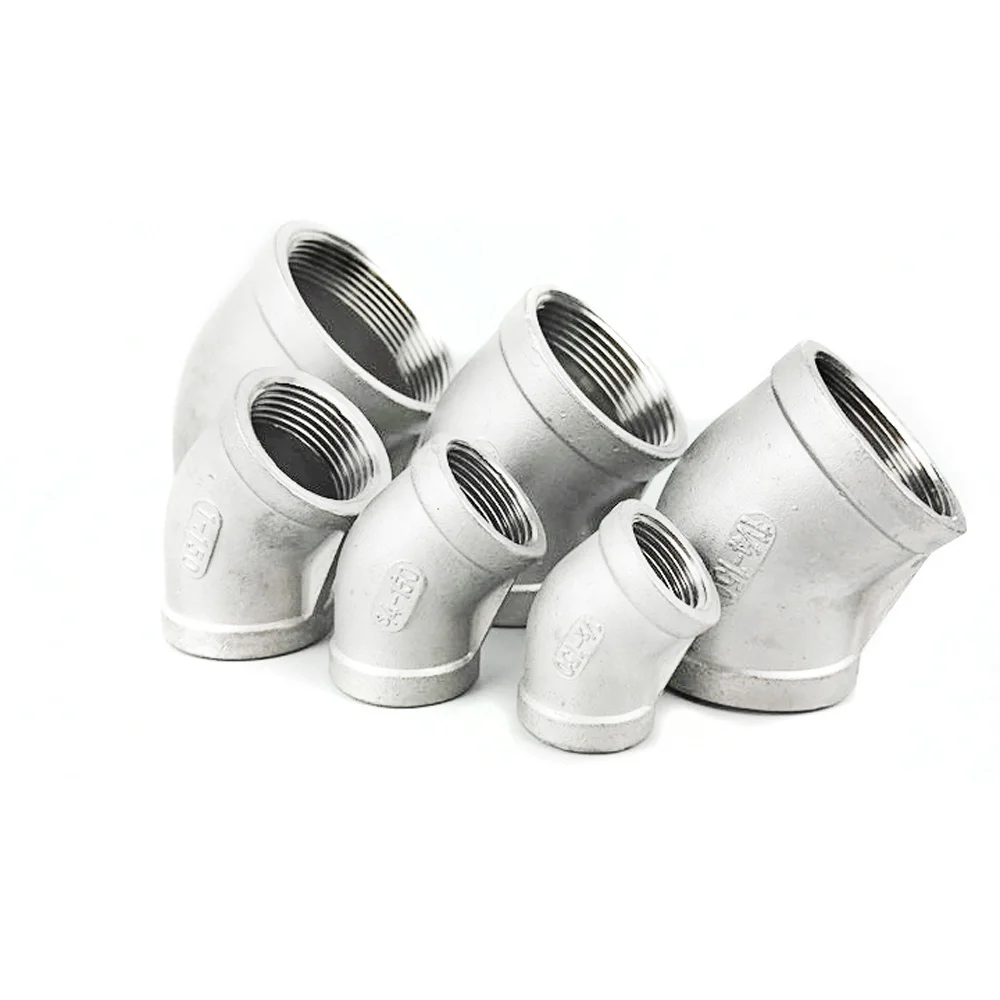 

1/4" 3/8" 1/2" 3/4" 1" to 2" BSPT Equal Female 45 Degree Elbow 304 Stainless Steel Pipe Fitting Water Gas Oil