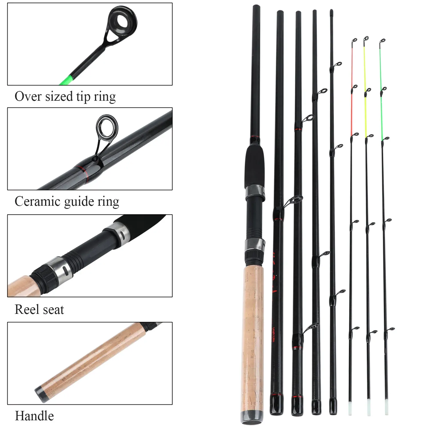 Conjuntos de varillas de carbón alto alimentador de 3,0 M de Sougayilang con carrete giratorio de 13 + 1BB combo de caña de pescar pesca - 2
