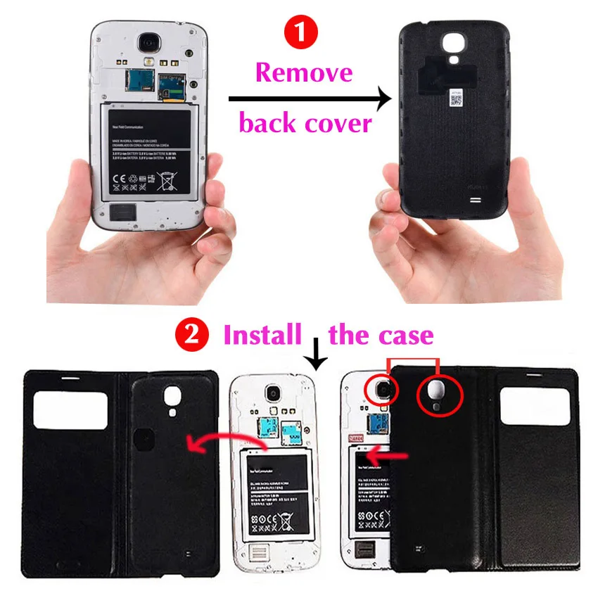 Smart View Auto Sleep Wake Function With Chip Leather Case Flip Cover Holster For Samsung Galaxy S5 I9600 G900 G900F G900H G900M