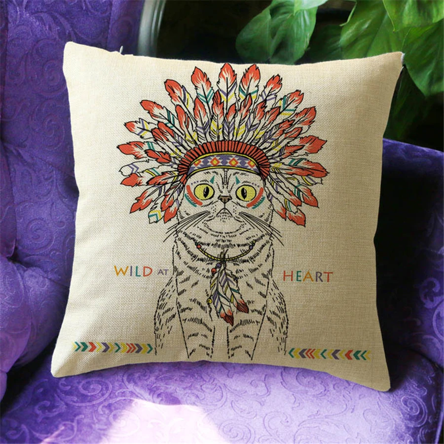 cheap Cartoon Nordic Europe Cat Eagle Animal Decorative Cushion Cover Home Decor Vintage Retro Sofa Throw Pillow Case Car 45x45cm e818