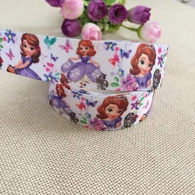 

25MM cute sofia Princess ribbon printed grosgrain tape DIY ribbon 5yards