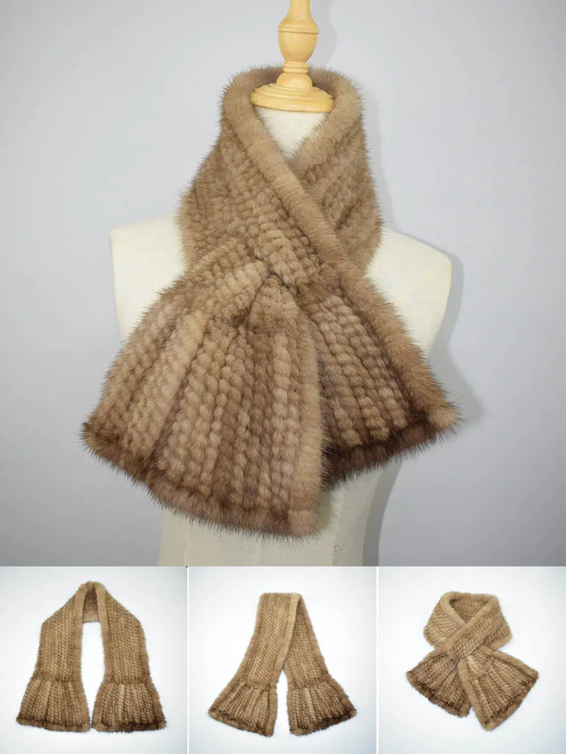 mink scarf light brown