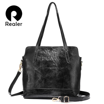 

REALER women handbag genuine leather tote bag ladies large capacity shoulder bag female crossbody messenger bag brand design
