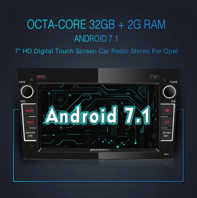 Clearance Pumpkin 2 Din Android 7.1 Car Multimedia No DVD Player GPS Navigation Car Stereo For Opel/Corsa Wifi OBD2 FM Rds Radio Headunit 1