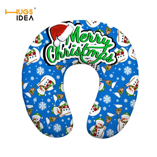 HUGSIDEA Merry Christmas мультяшная u-образная подушка для шеи Удобная дорожная подушка для автомобиля, офиса, самолета, аксессуары для путешествий - Цвет: CC3405CT