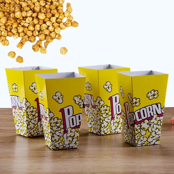 

Disposable Fries Box Paper Case Popcorn Cup Paper Box Wrapper Cartoon Box Solid Fast Food Thick Container Package Cup 50pcs/set
