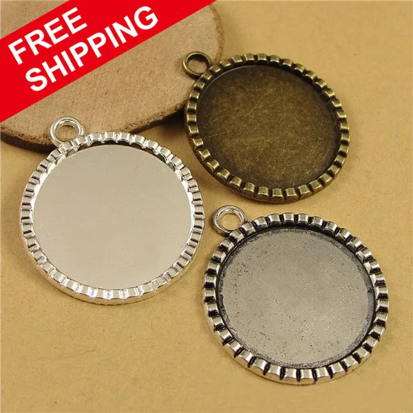 40pcs/lot (1 inch/ 25mm for glass) round pendant blanks 1 inch 25mm