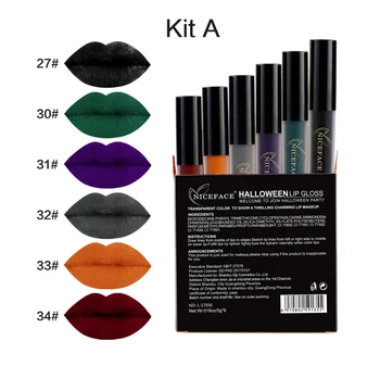 

6 Colors/Set Liquid Lip Gloss Matte Lipstick Gothic Vampire Rock Party Halloween Makup Look Lip Gloss