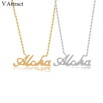 

V Attract 10 PCS Handmade Stainless Steel Maxi Choker 2018 Fashion Jewelry Harajuku Charm Hawaii Hello Aloha Necklace For Women
