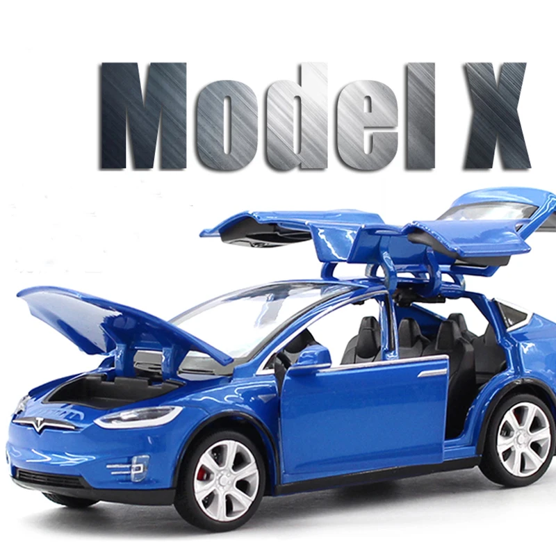 BJLWTQ Model Car Tesla X Off-Road SUV 1,32 Analog Die-Casting Alloy Sound and Light Pull Back Toy Model Car Color : Black