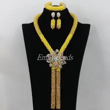 Ручной работы для вечеринки в африканском стиле Бусины Ювелирные наборы в нигерийском стиле бисером индийской свадьбы, свадебные Цепочки и ожерелья Ювелирные наборы подарок aij337