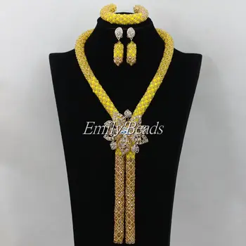 

Handmade African Party Beads Jewelry Sets Nigerian Beaded Wedding Indian Bridal Necklace Jewelry Sets Gift Free Shipping AIJ337