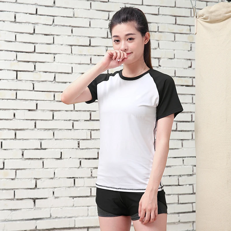 

T-shirt for Fitness and Yoga Patchwork Gym Crop Top Short Sleeve Workout Shirt Sports Tank Tops Seamless Compression Sportswear
