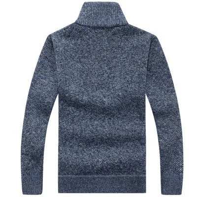 Kopen 2019 Herfst Winter Nieuwe mannen Rits Trui Truien Stand Kraag Slim Fit Dikke Truien Mannelijke Effen Kleur Gebreide Trui 3XL