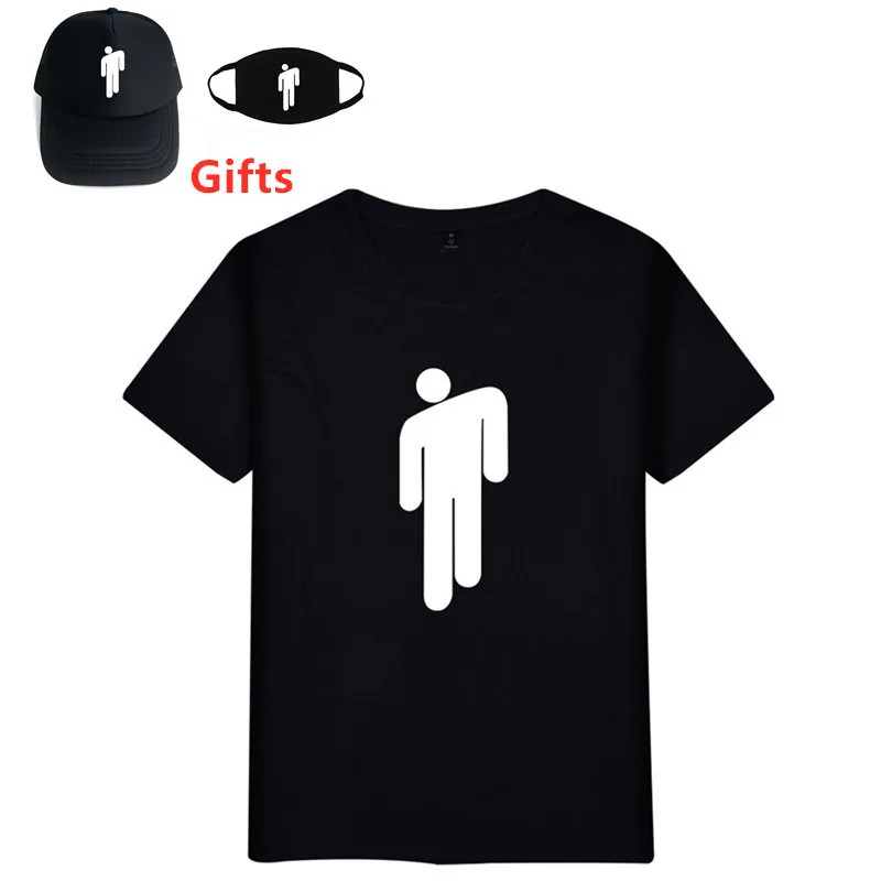 

Cap&Mask as Gifts Billie Eilish T shirt cotton men women boy girl hip hop Rapper dancer DJ streetwear tops tees