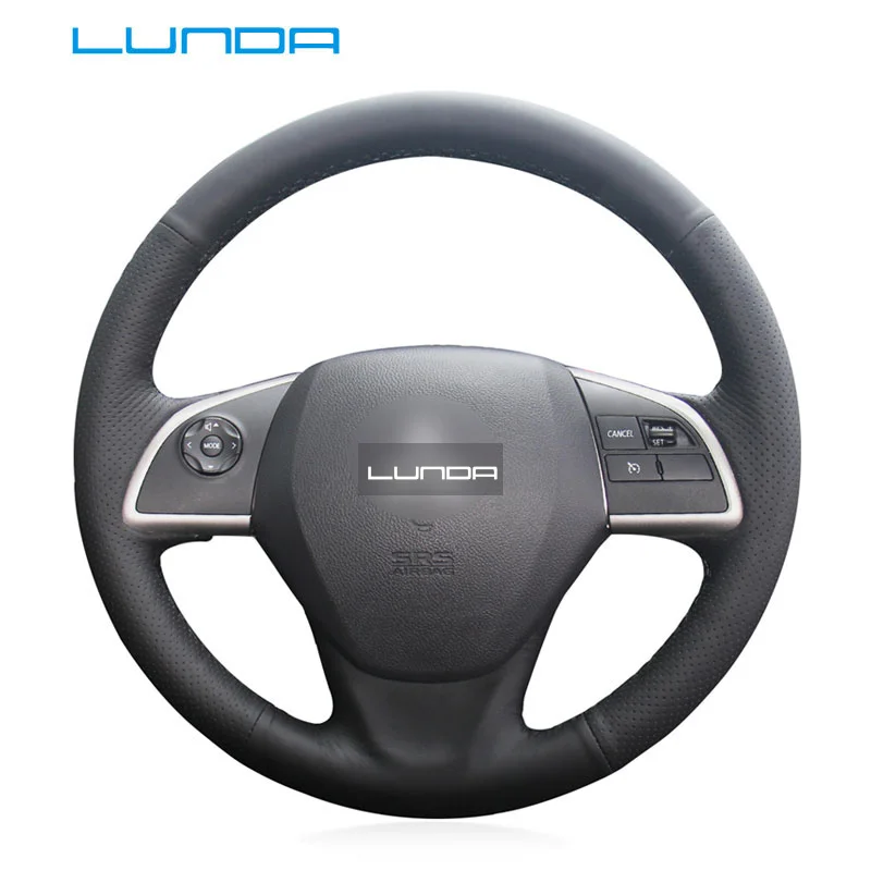 

LUNDA Leather car steering wheel braid for Mitsubishi Outlander 2013 2014 Mirage 2014 ASX L200 Custom made Steering cover