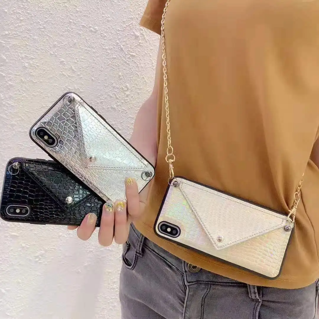 

For iphone X Xs max XR 7 8 6 6S plus Snakeskin pattern pu leather tpu heart design walt card holder case cover coque with strap