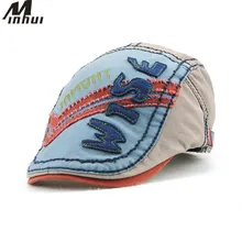 Minhui/Новинка; хлопковый детский берет; кепка; шапки на плоской подошве для мальчиков и девочек; Детская кепка с буквенным принтом
