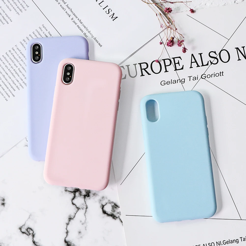 

Candy Macarons Color TPU Matte for iPhone 6 6S 5 5S SE 8 Plus for iPhone 7 Plus Capa For iphone Xs Max XR X Case Silicone Cover