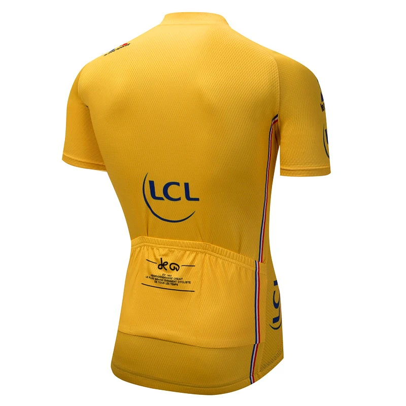 Летние Рубашка с короткими рукавами для групповой езды на велосипеде Джерси Желтый Цвет дышащая Материал кря сухой гоночная одежда