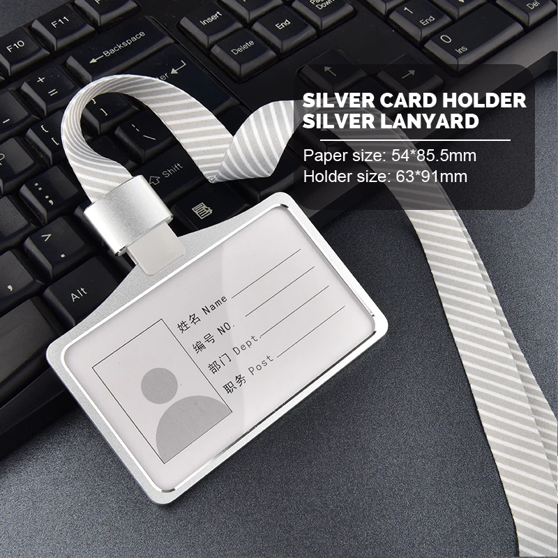 1PC Aluminum Alloy Work Name Card Badge Lanyard Holder Hot Vertical Metal ID Business Case (20)